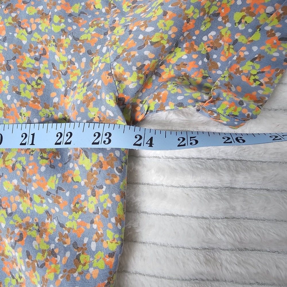 Prana Iguala Womens XL Button Down Shirt Gray Floral Print Short Sleeve Collared - Picture 7 of 10